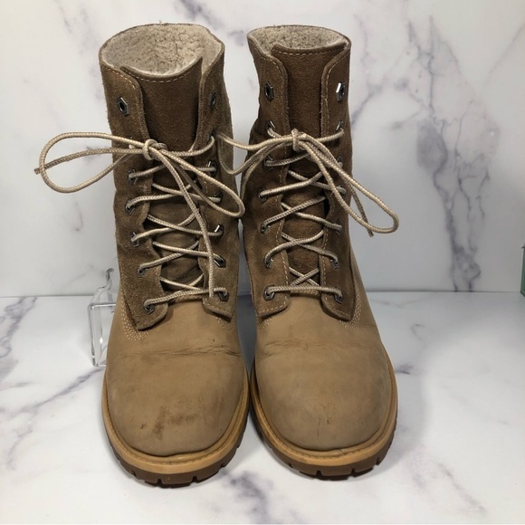 Timberland Jayne Teddy Lace Up, Fold-Down, Boots Light Brown, Size 7.5 - Picture 4 of 14